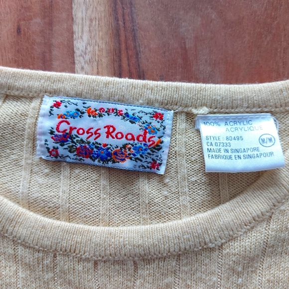 Vintage cross road light yellow long sleeves knit sweater, size M - Picture 6 of 10